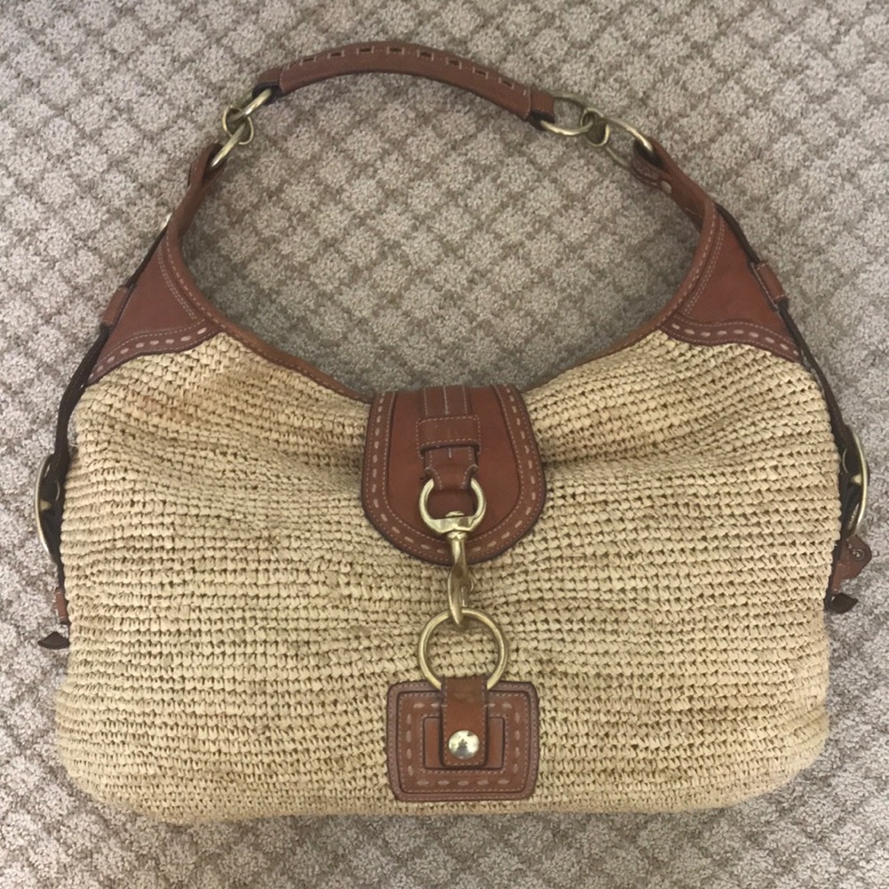 Large straw Coach bag